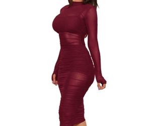 Mesh Sheer ruched side dress w/ cami and shorts